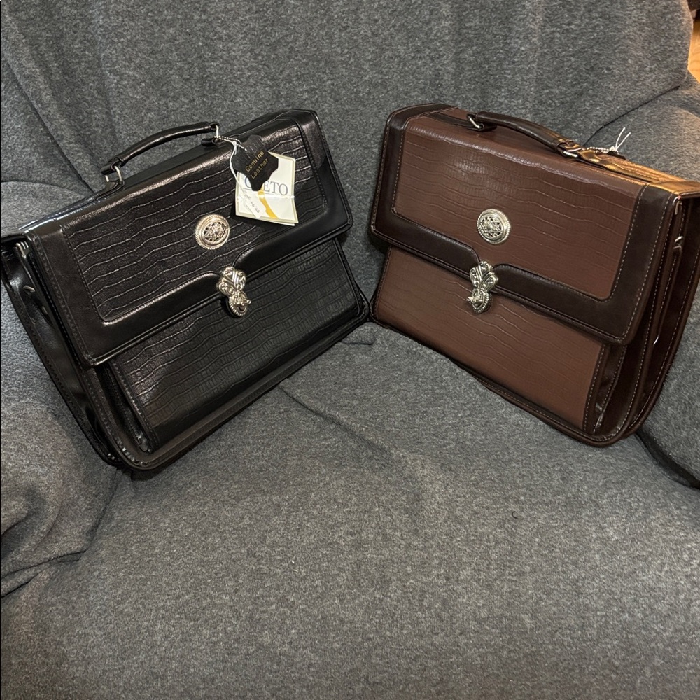 Elegant Black Briefcase with Silver Accents